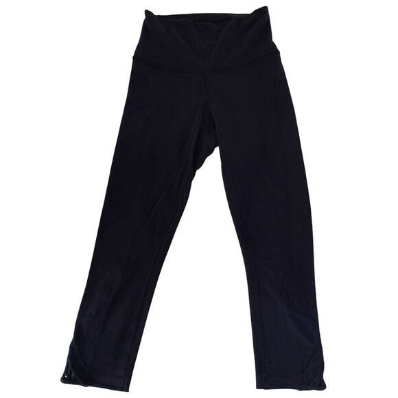 Lululemon Leggings Women 4* Black Crop Capri 21” Cutout Hem Gym Workout Yoga - Picture 1 of 10